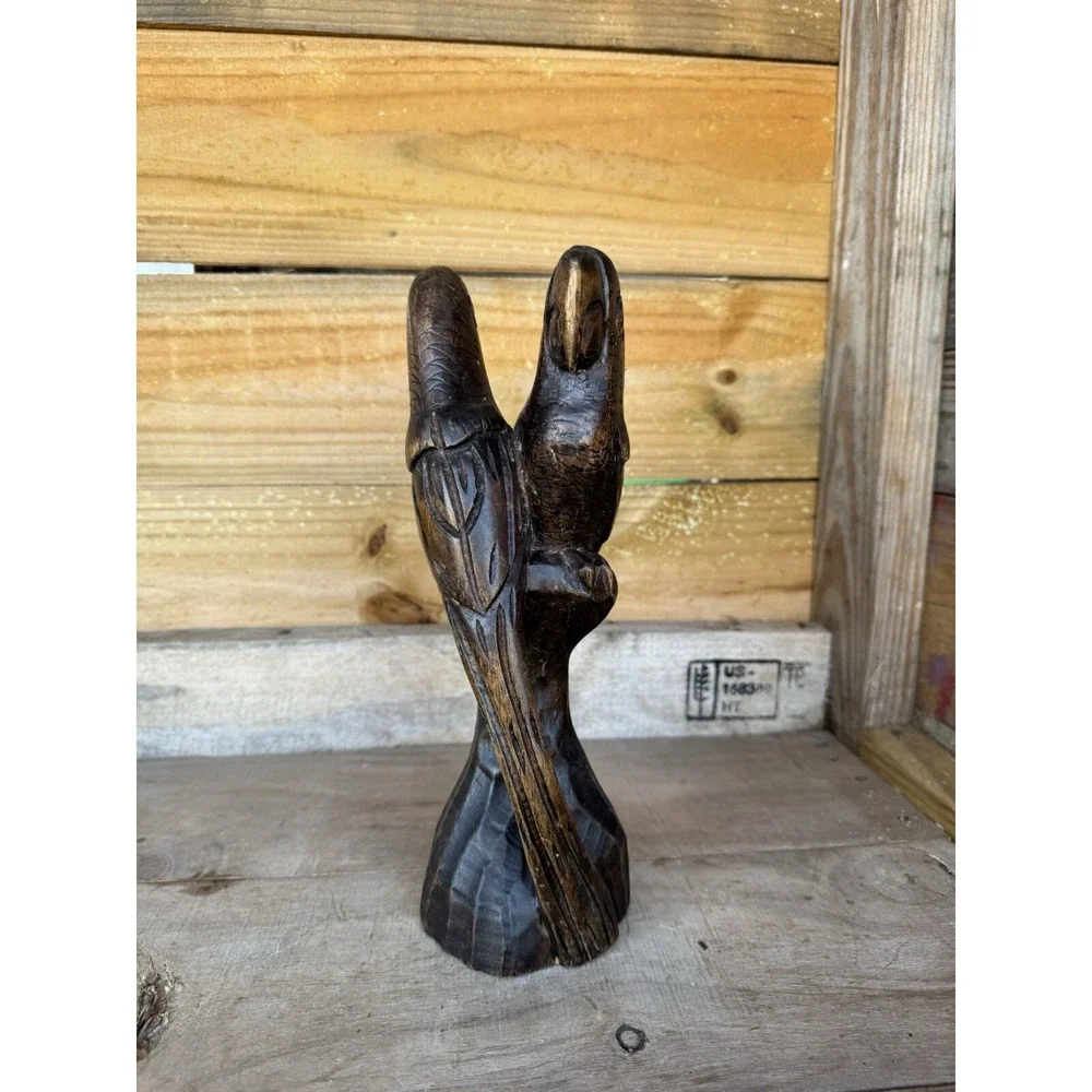 Hand Carved Wooden Parrots Carving Folk Art Jamaican‎ Birds Jamaican Decor
